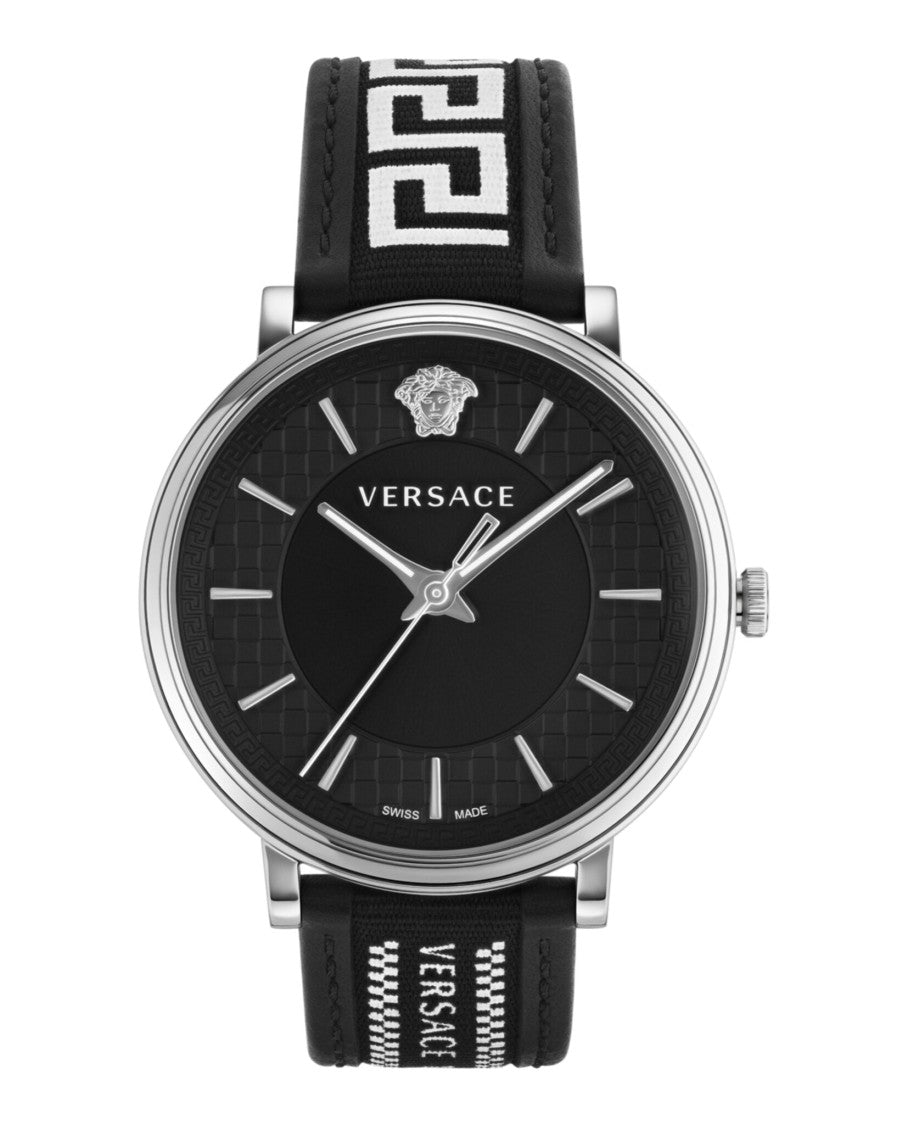Versace V-Circle Strap Watch With 42Mm Stainless Steel Case