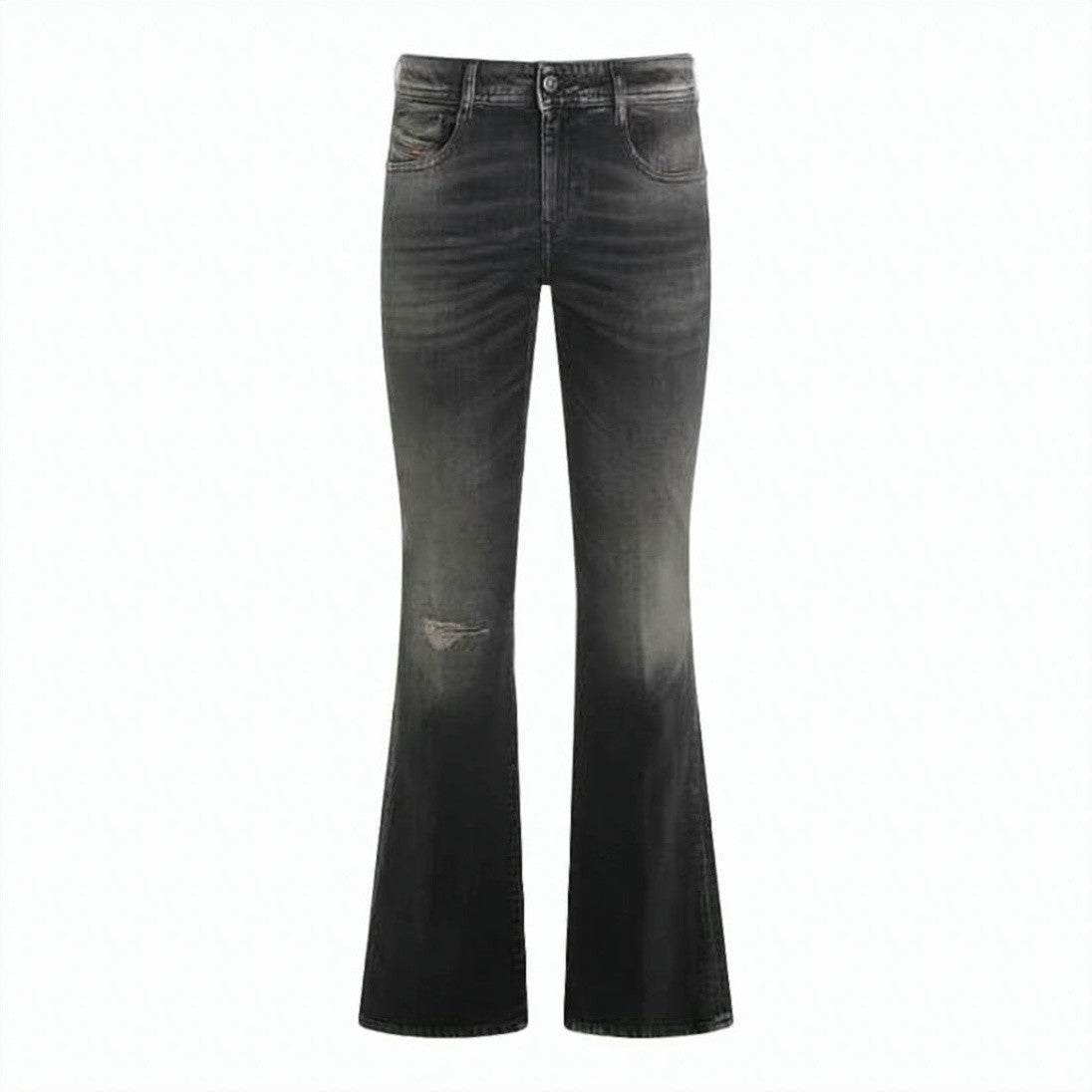 Diesel Bootcut Jeans With Faded Black Wash And Distressed Detail