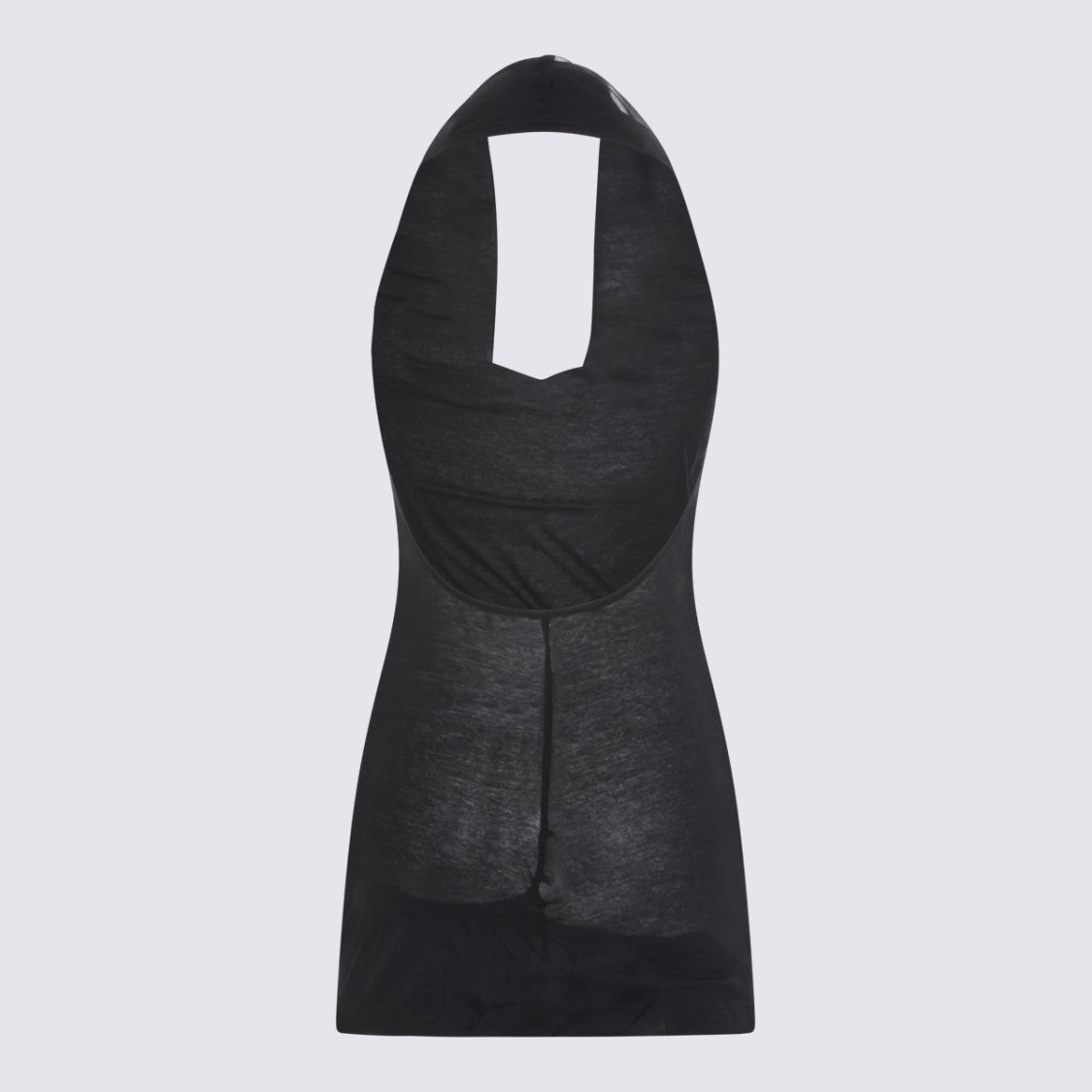 Rick Owens Black Cotton Mesh Tank Top