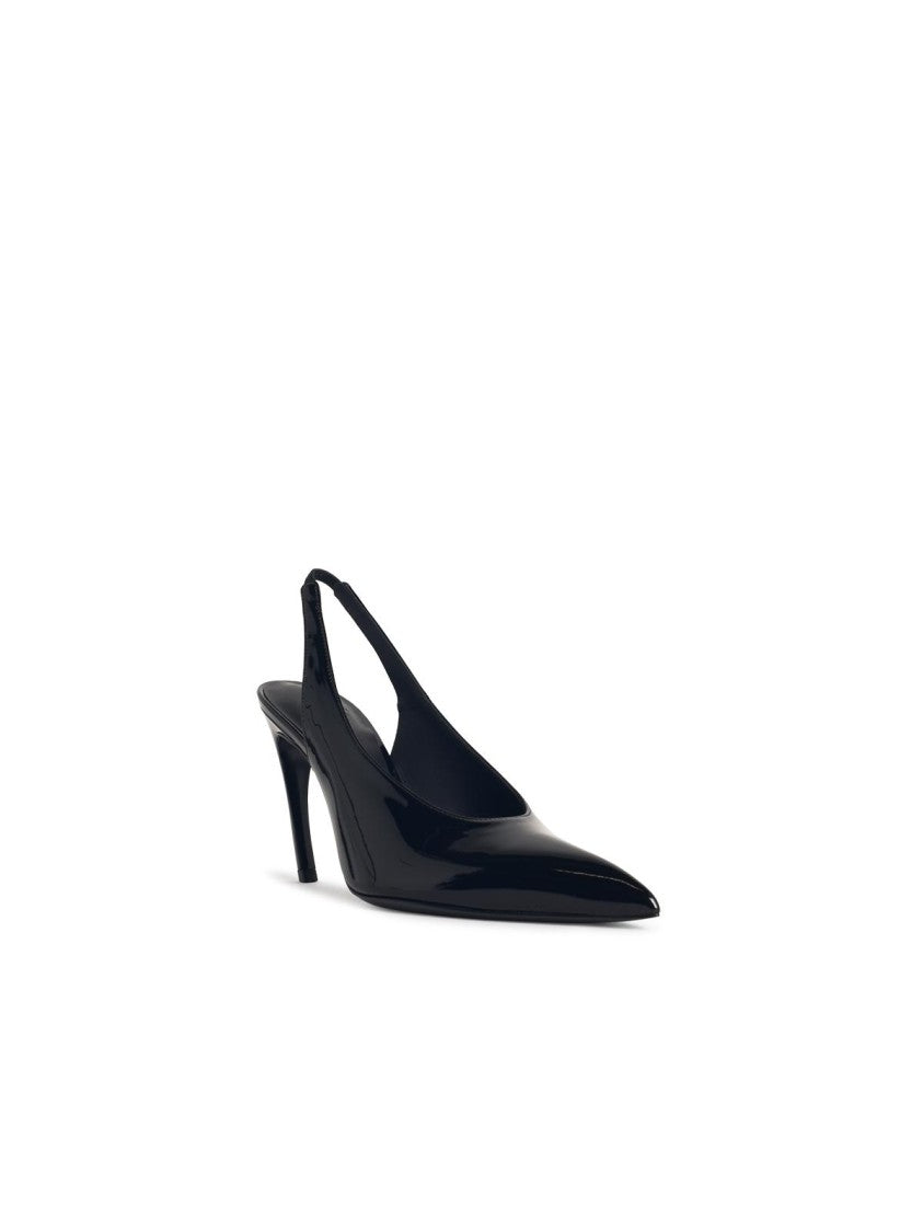 The Attico Slingback 'Viper' In Black Synthetic Paint