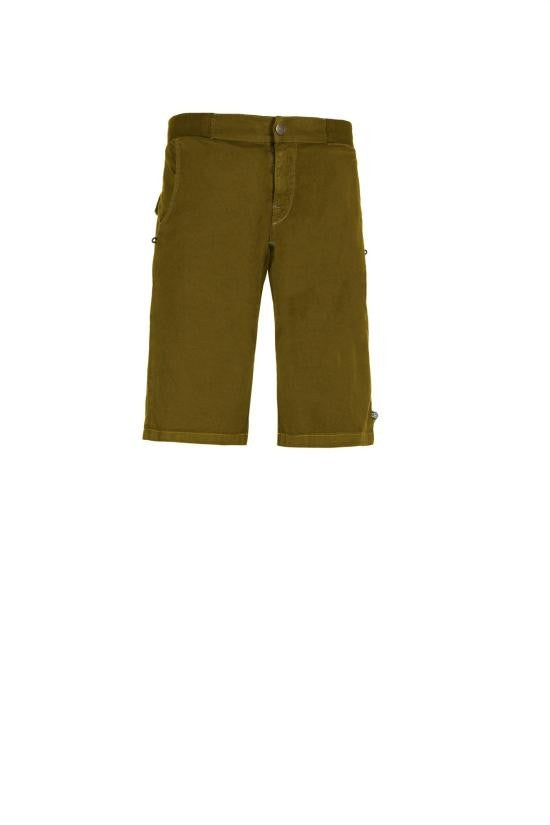 E9 Tailored Olive Green Shorts With Button Closure