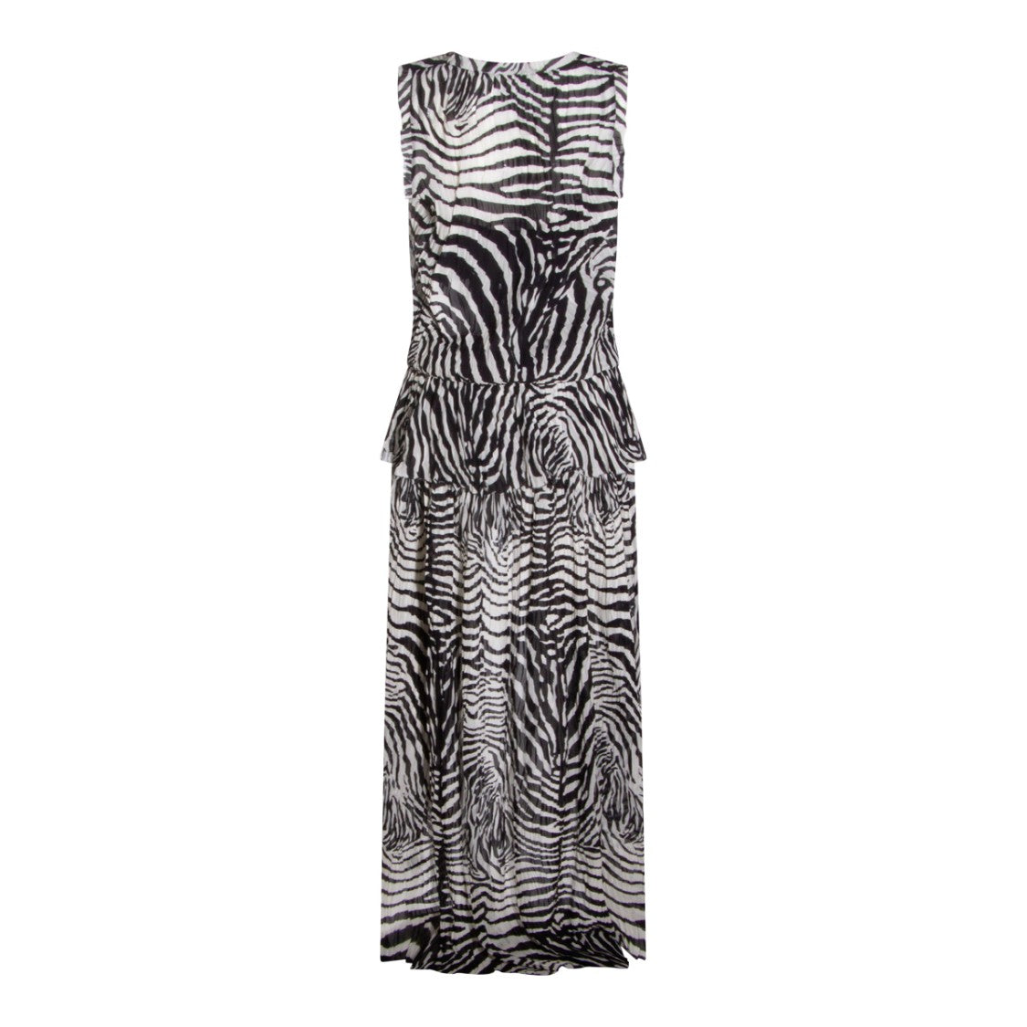 Blumarine Zebra-Patterned Maxi Dress With Peplum Detail