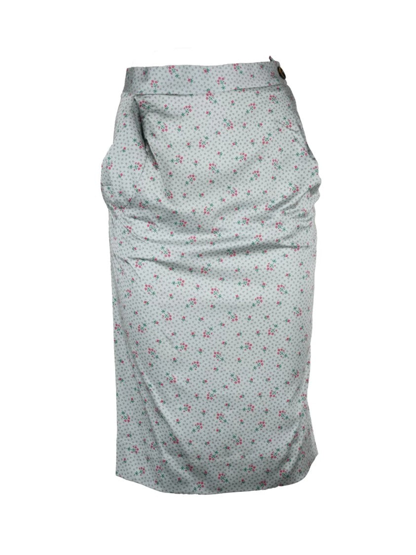 Vivienne Westwood Anglomania Floral Pattern Longuette Skirt With Side Pockets And Zip Closure
