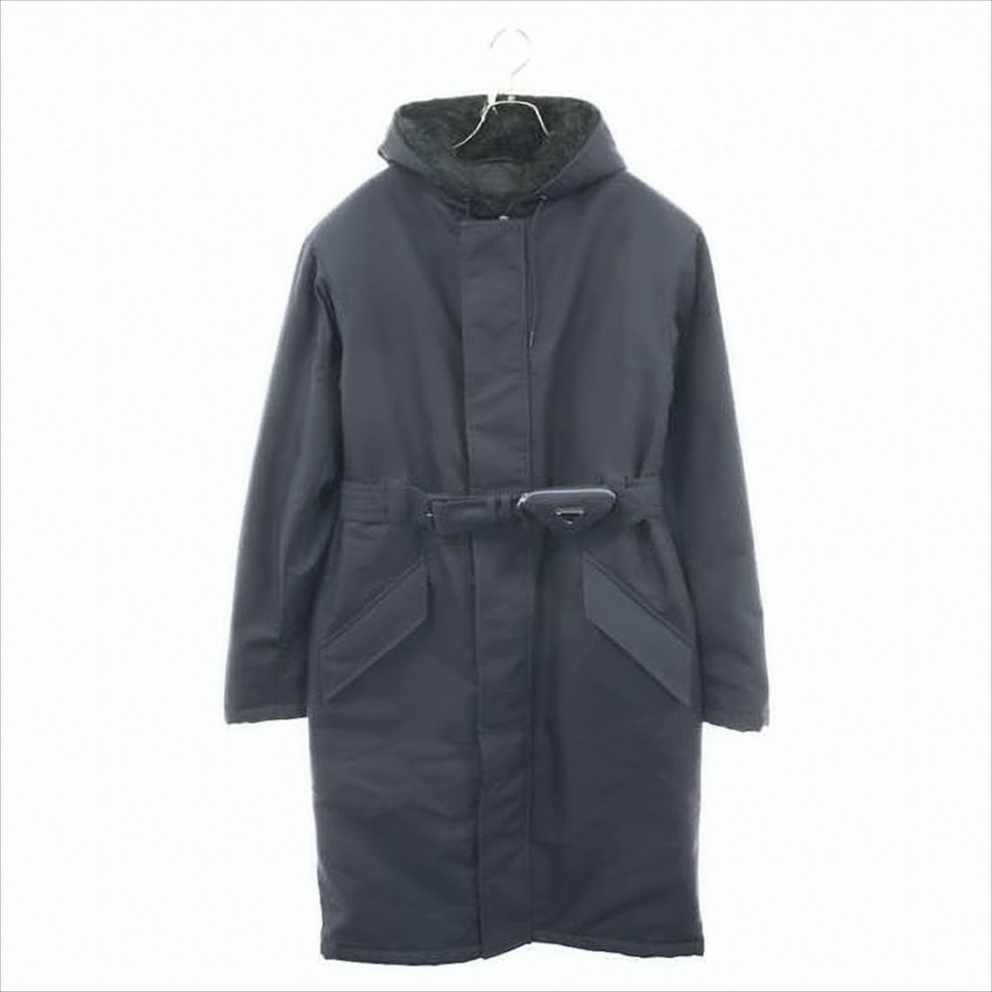 Prada Long Hooded Casual Jacket With Pouch And Belted Waist