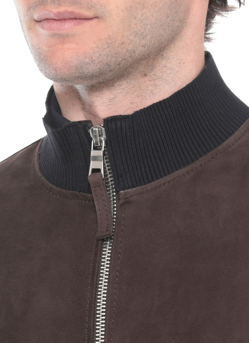 The Jack Leathers Brown Derek Knit Suede Leather Jacket