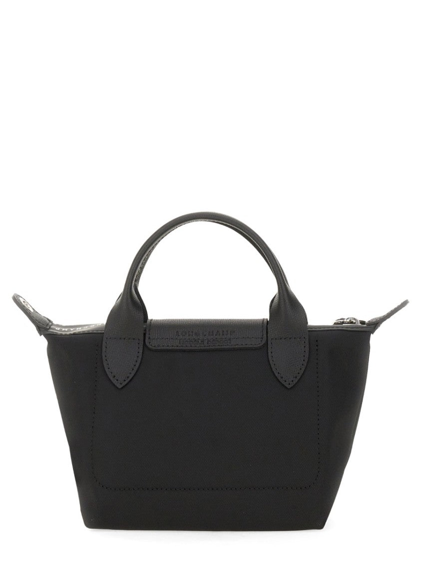 Longchamp Minimalist Black Shoulder Bag With Adjustable Strap And Snap Closure