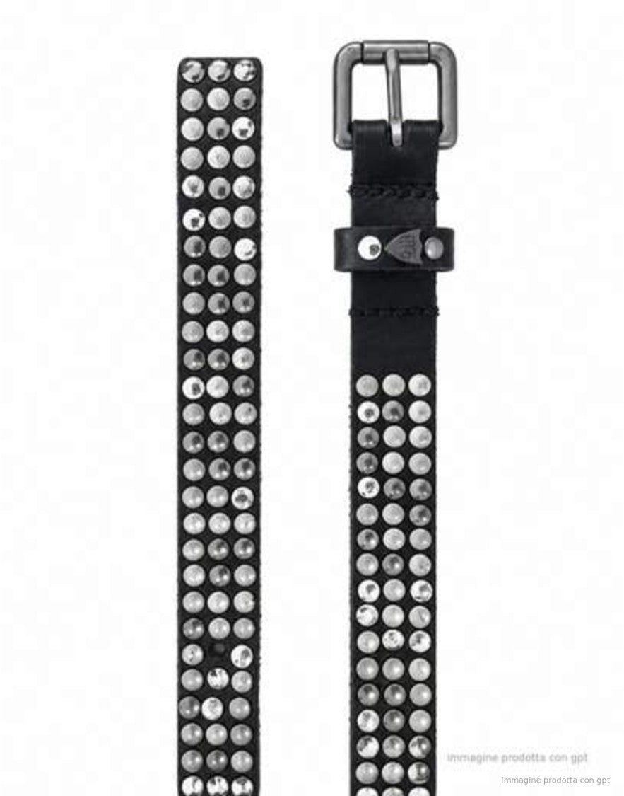 Htc Los Angeles Black 3000 Studs Matte Leather Belt