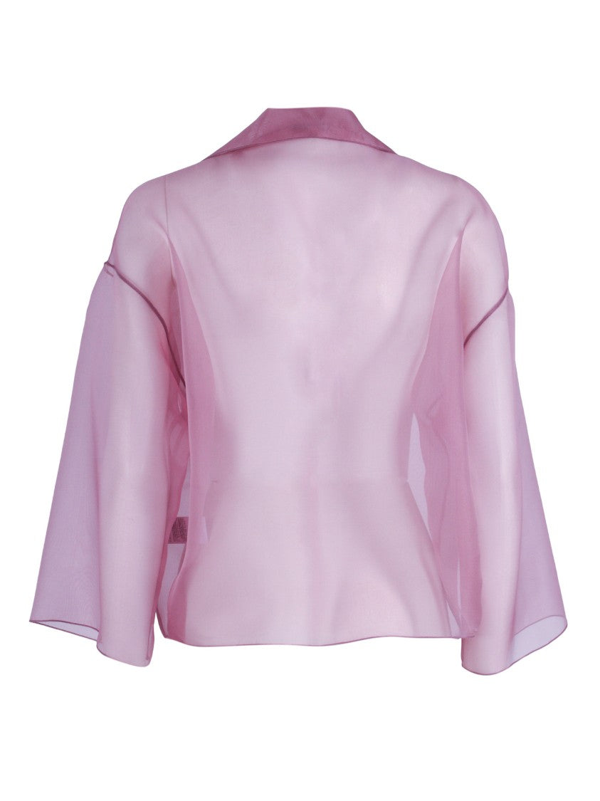 Antonelli Firenze Translucent Silk Solid Lapel Jacket