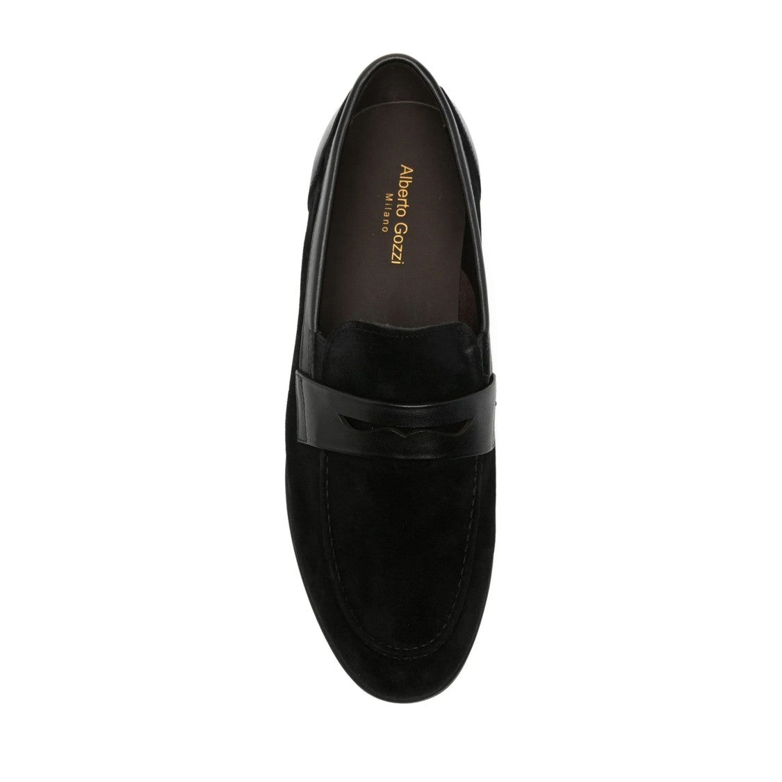 Alberto Gozzi Black Low-Profile Leather Detail Leather Flats