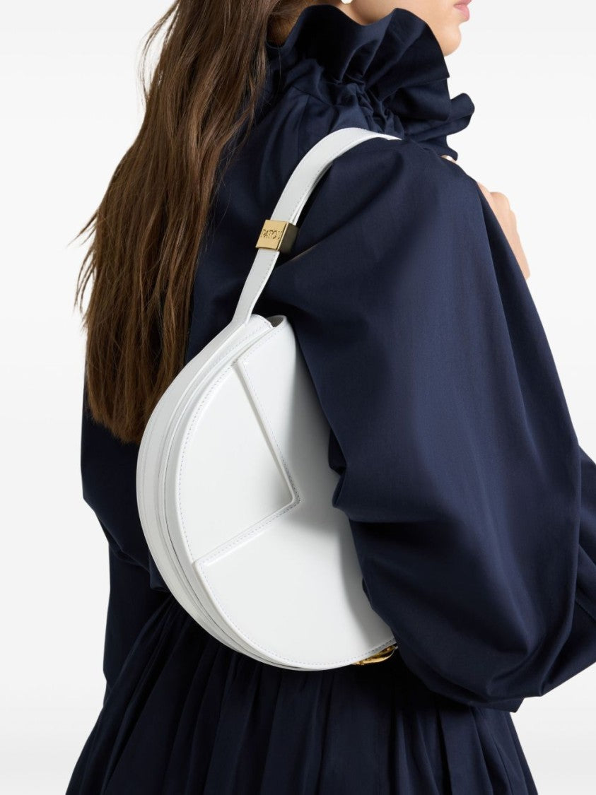 Patou Foldover White Bag With Magnetic Fastening And Adjustable Strap