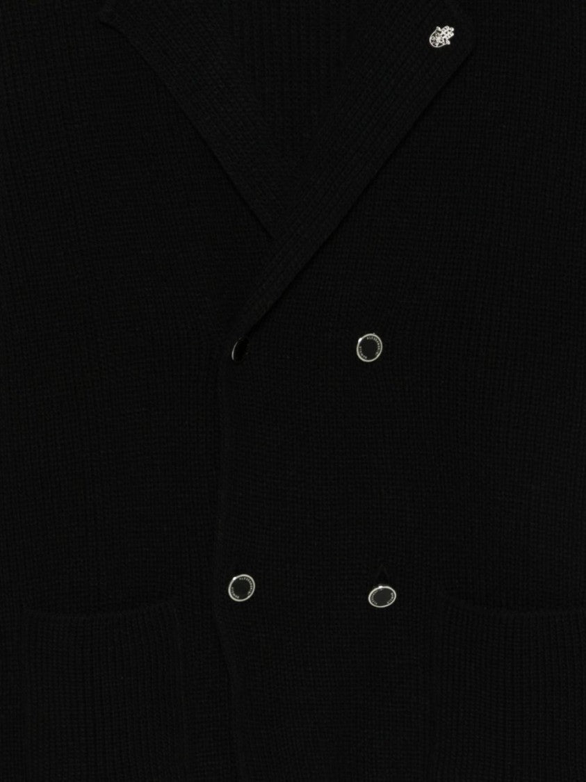 Daniele Alessandrini Black Double-Breasted Knit Sweater