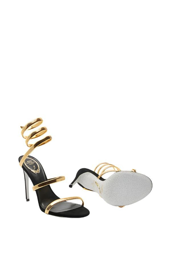 René Caovilla Juniper Black And Gold Sandal