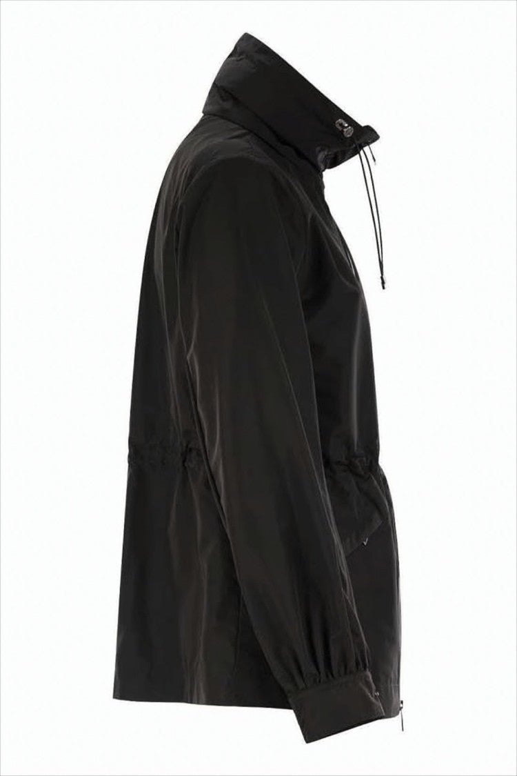 Moncler Black High-Collarjacket With Adjustable Drawstrings