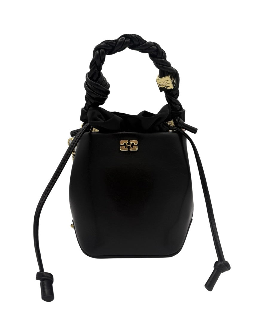 Ganni Mini Bucket Bag With Braided Handle And Drawstring Closure