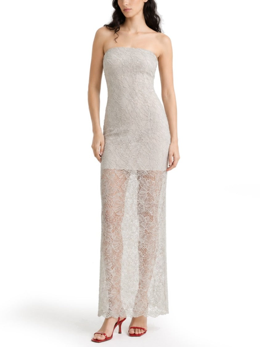 Rotate Birger Christensen Strapless Fitted Bodice Sheer Lace Jumpsuit