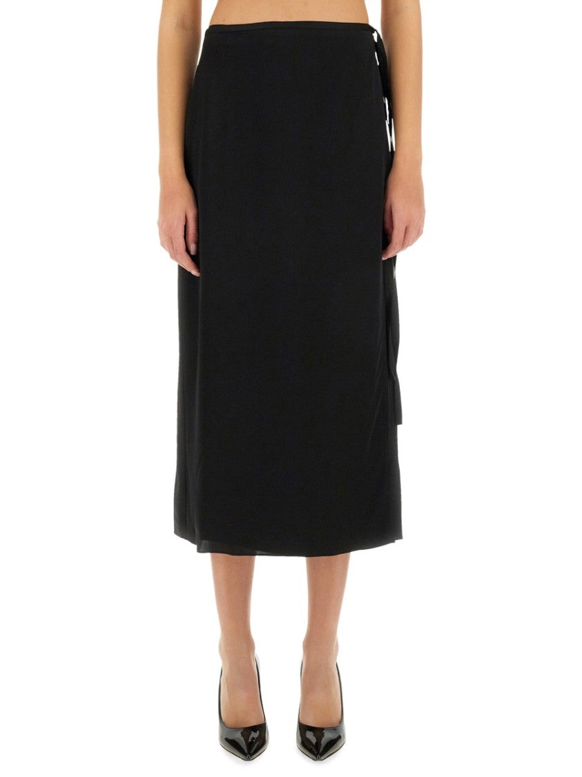 Theory Flowing Black Silk Skirt
