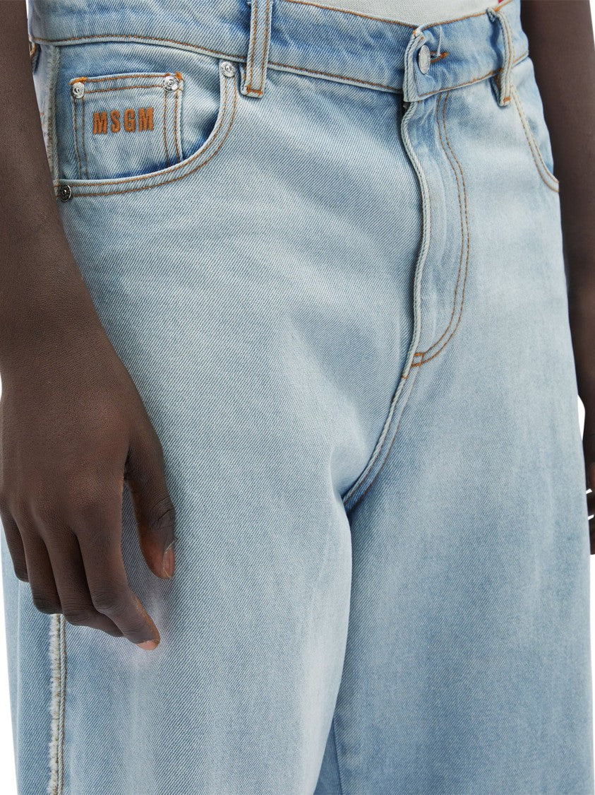 Msgm Light Blue Relaxed Fit Jeans With Classic Five-Pocket Design