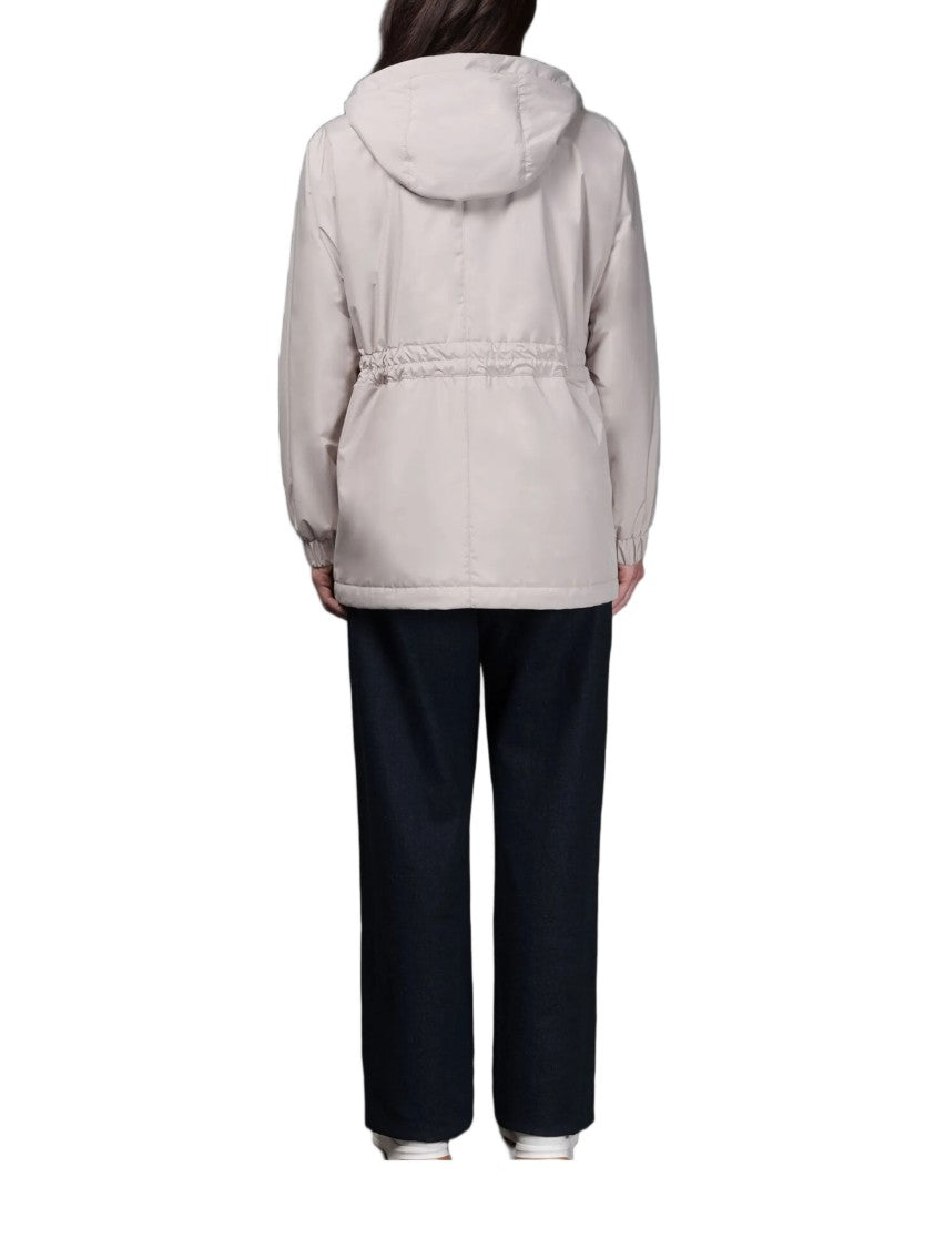 Moorer Neutral Hooded Lightweight Jacket With Adjustable Drawstrings
