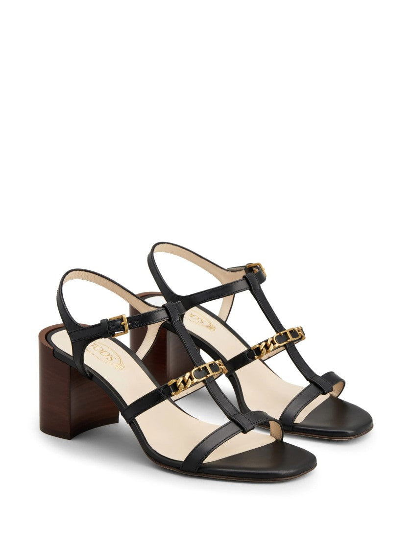 Tod's Elegant Black Leather Sandals