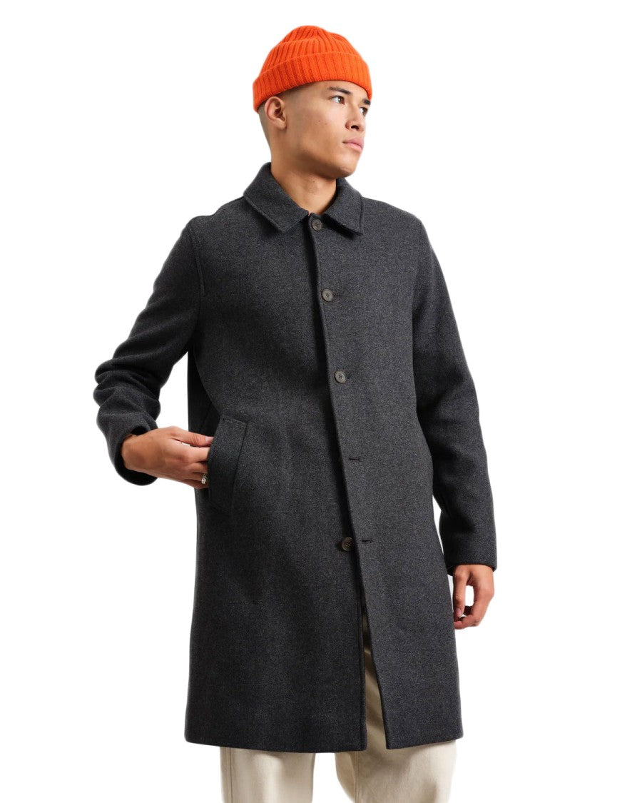 Wax London Mid-Length Charcoal Wool Blend Car Coat