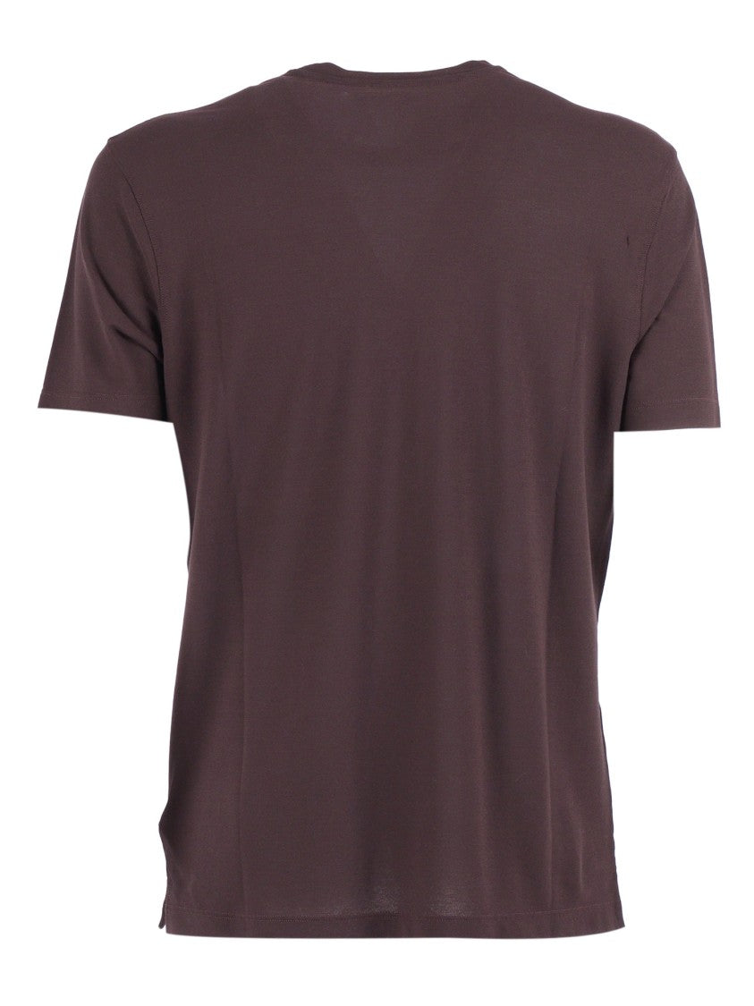 Slowear Zanone Brown Cotton Crew Neck T-Shirt