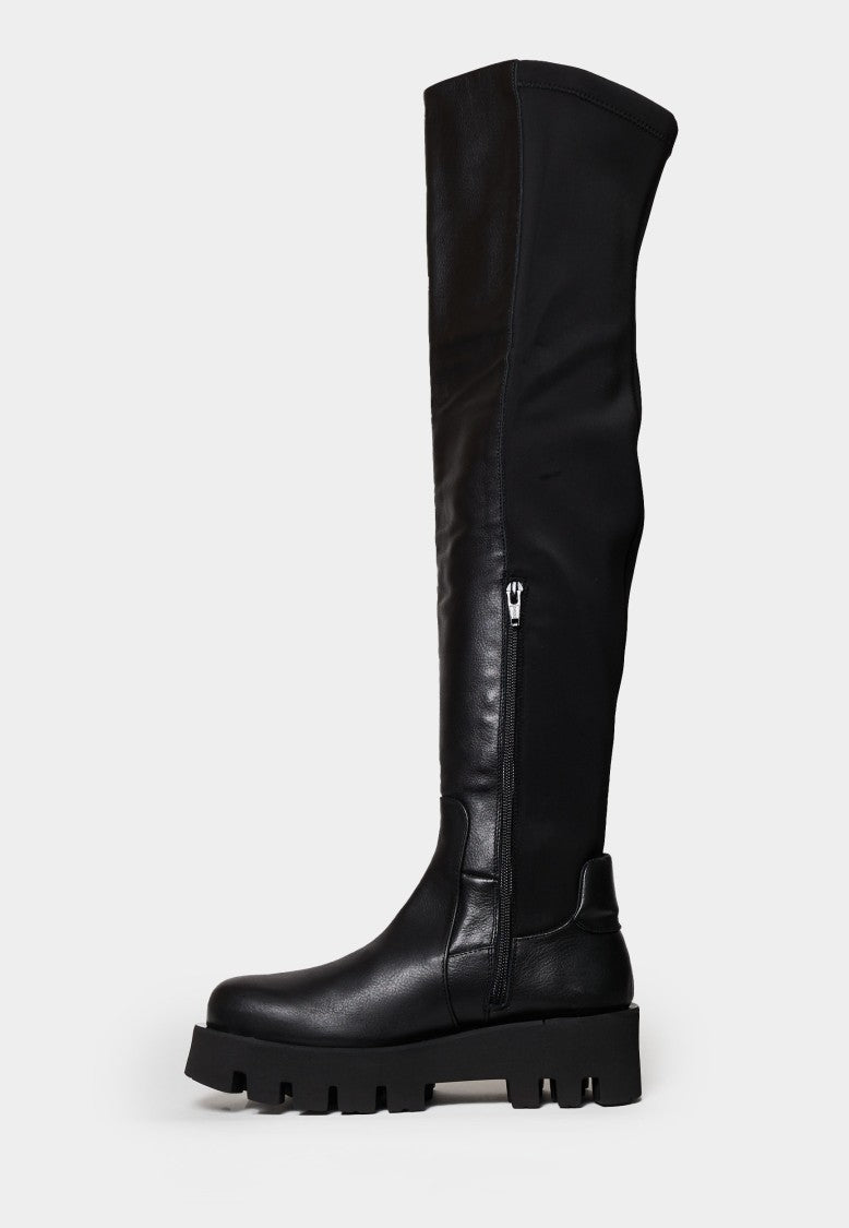 Paloma Barceló Knee-High Boots In Black Nappa Leather