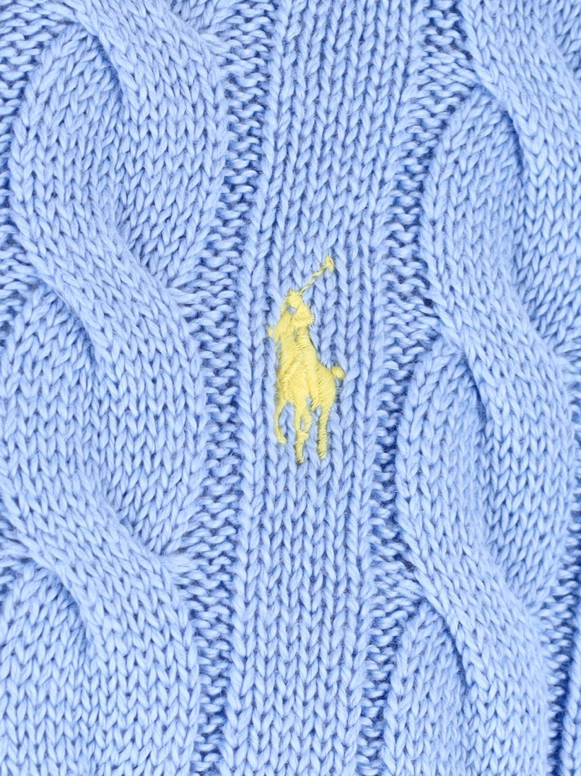 Polo Ralph Lauren Blue Cable-Knit Crewneck Cotton Sweater