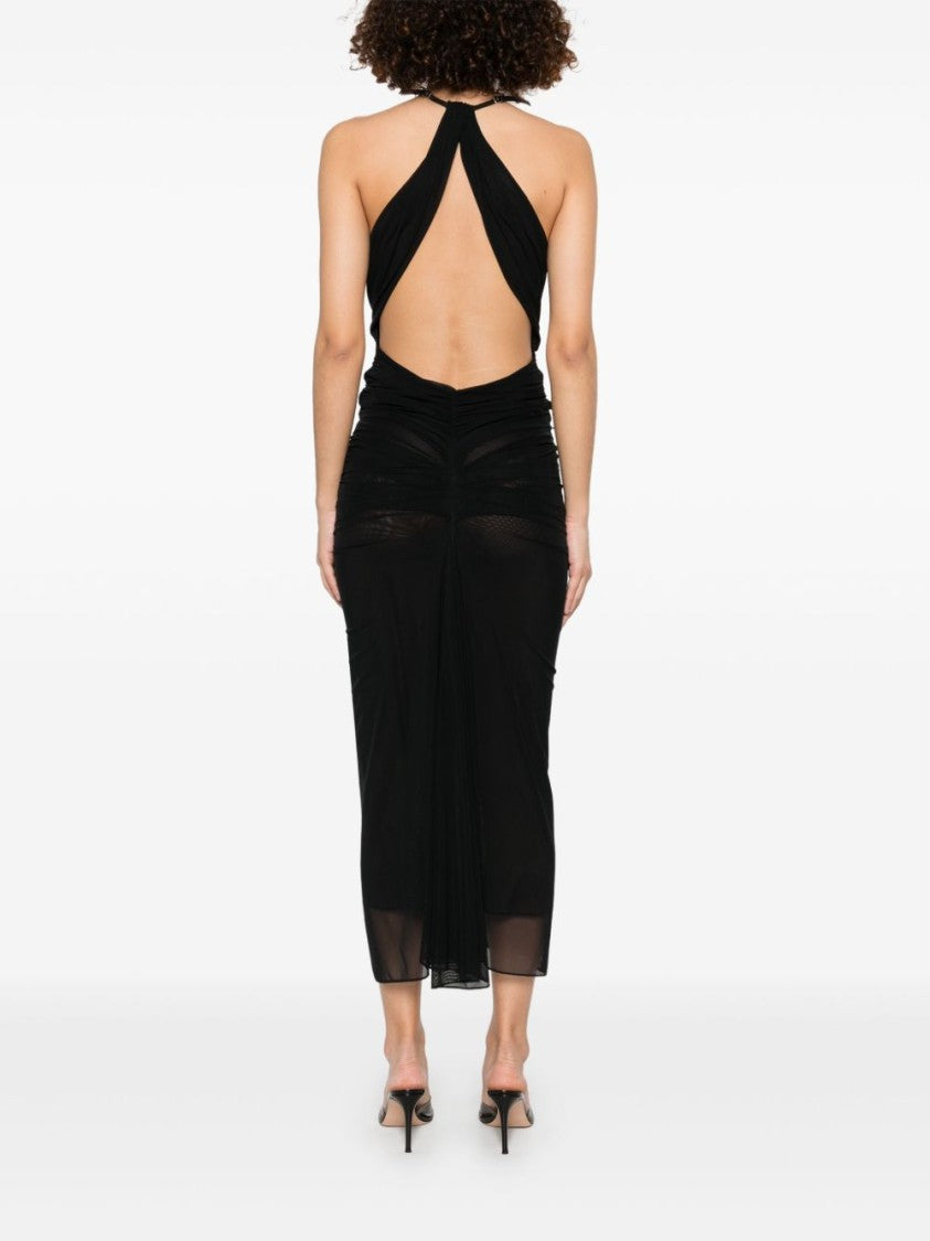 Mugler Halterneck Black Midi Dress
