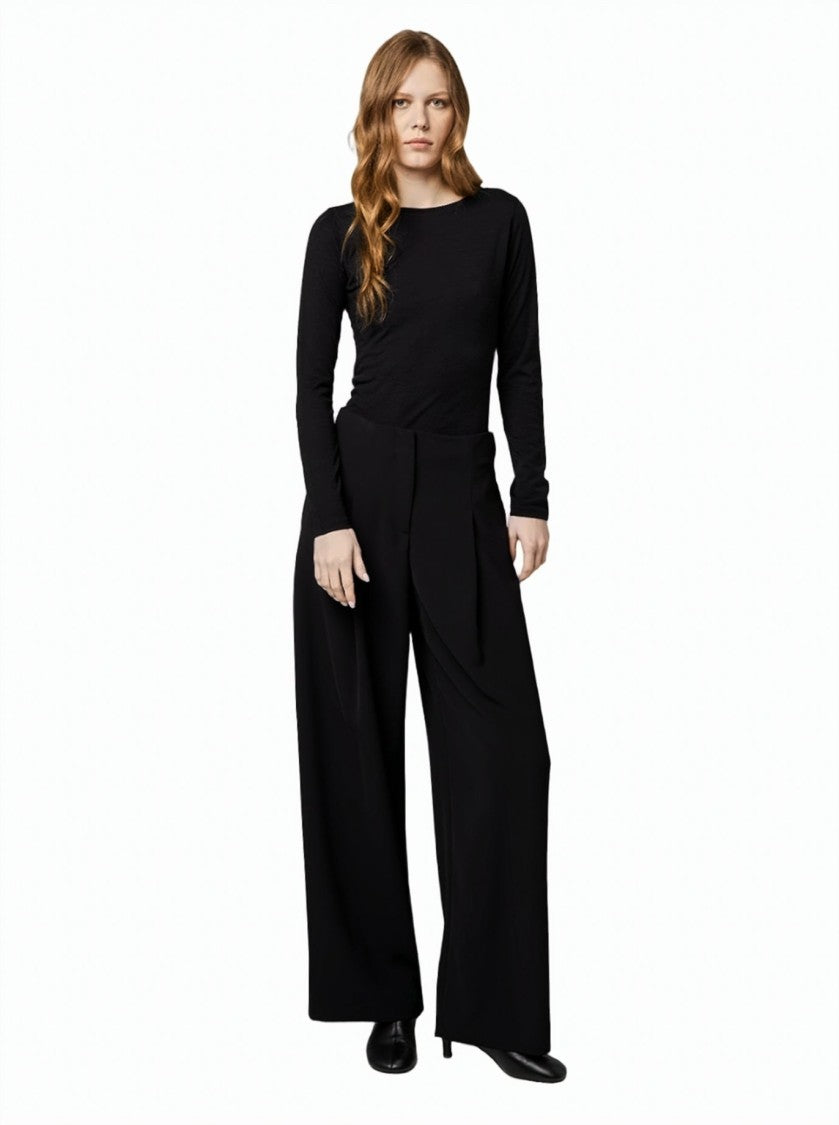 Alpha Studio High-Waisted Pleated Cadì Wide-Leg Pants