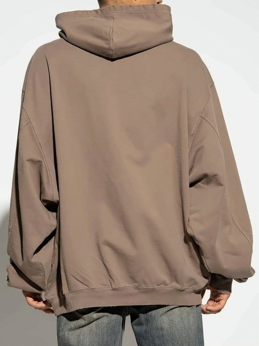 Balenciaga Relaxed Fit Brown Hoodie With Contrasting Logo Print