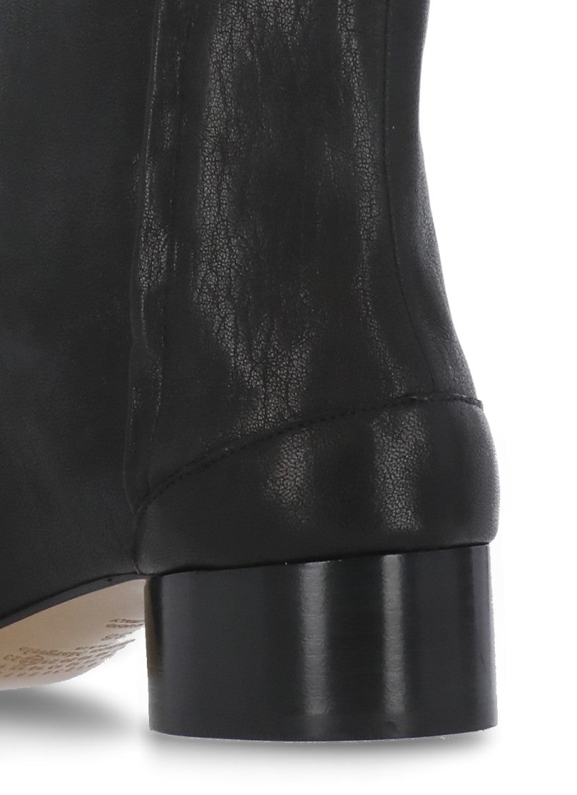 Maison Margiela Black Tabi Low-Heel Leather Boots
