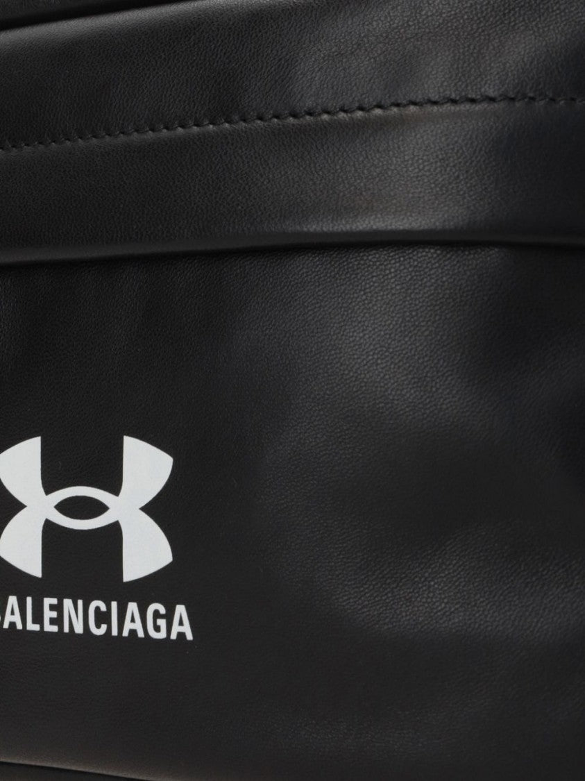 Balenciaga X Under Armour Minimalist Black Bag With Prominent Logo