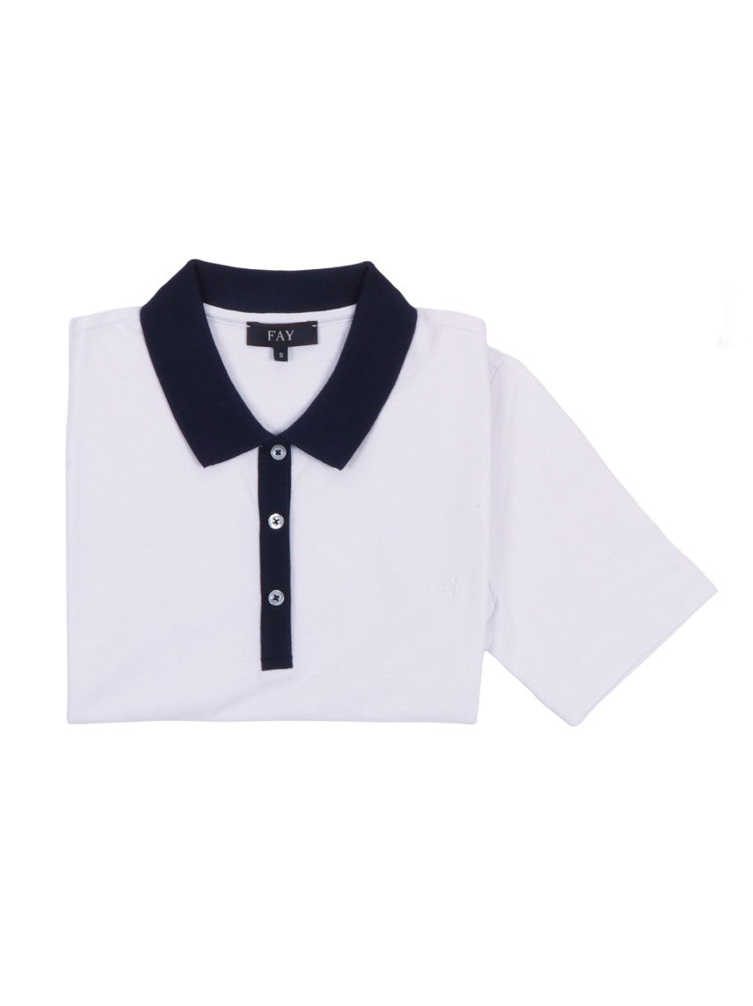 Fay Navy Collar Button Polo Shirt