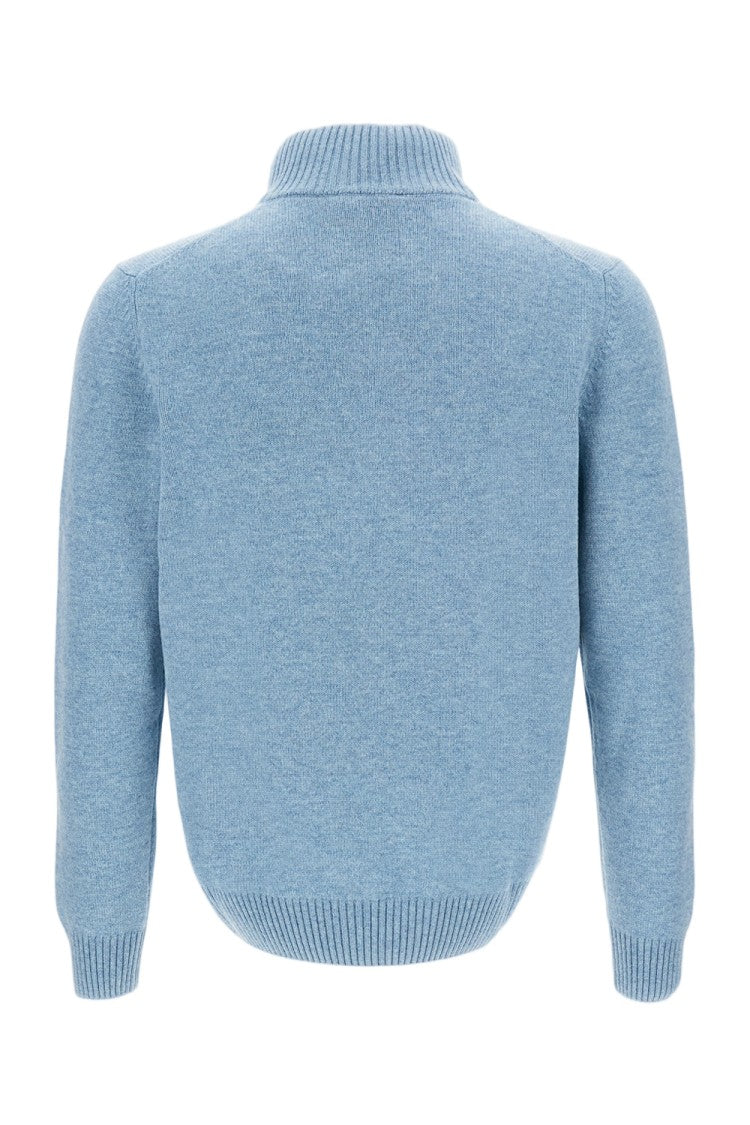 Gran Sasso Smooth Fine-Knit Clear Blue Sweater