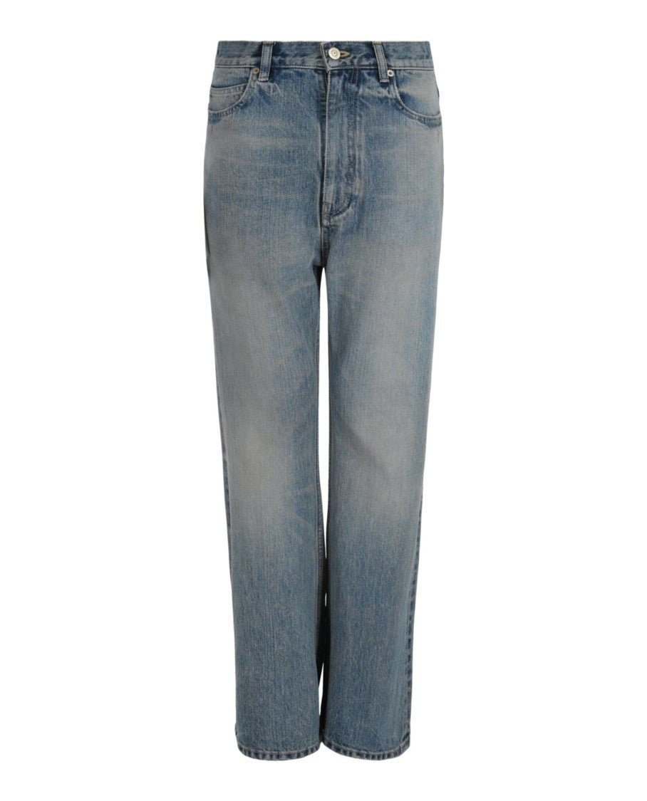 Balenciaga Organic Selvedge Flared Jeans With Distressed Hem And Five-Pocket Design
