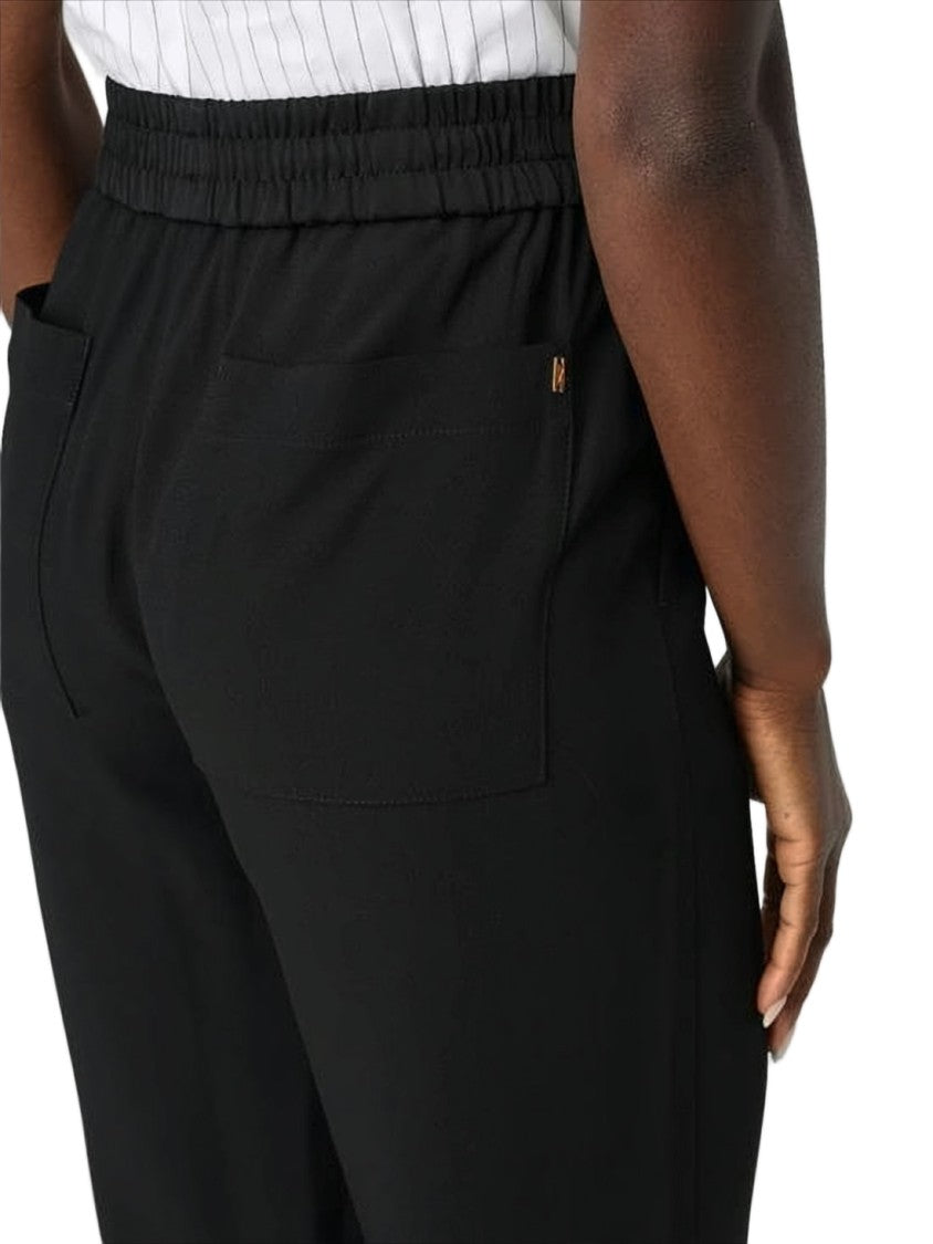Ami Paris Wide-Leg Black Pants With Elastic Waistband