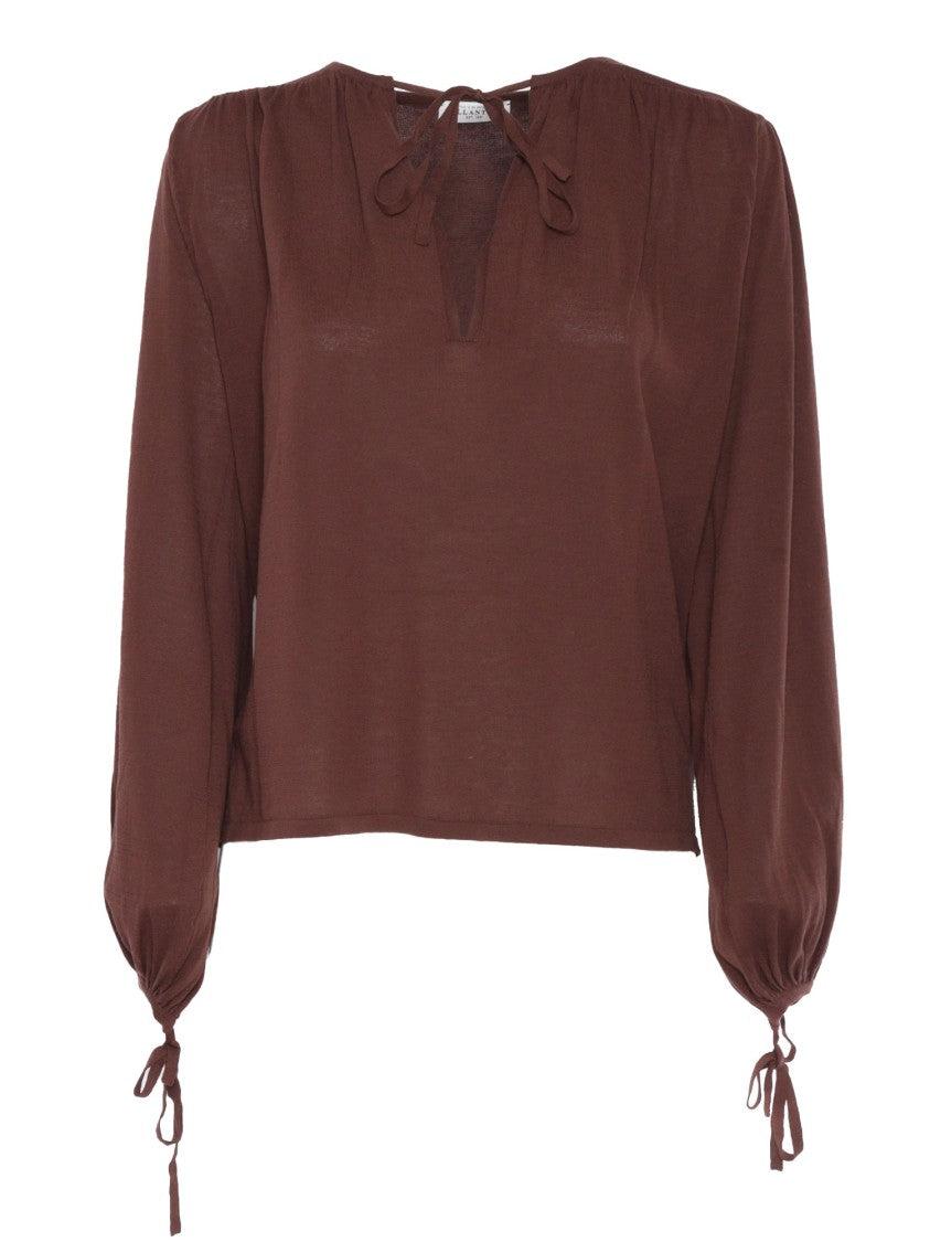 Ballantyne Relaxed-Fit Blouse With Adjustable Gathered Cuffs