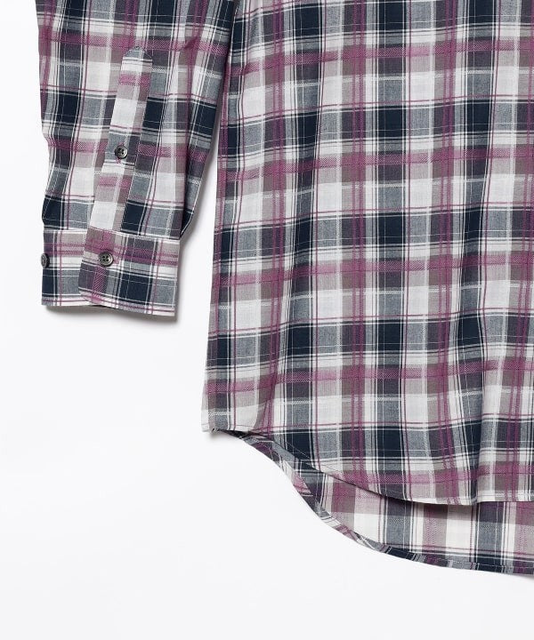 Beams Sheer Plaid Shirt With Modern Fit