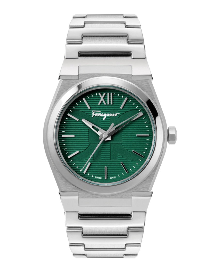 Ferragamo Vega Stainless Steel Green Dial Watch