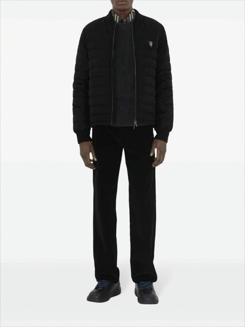 Burberry Quilted Bomber Jacket With Ribbed Accents
