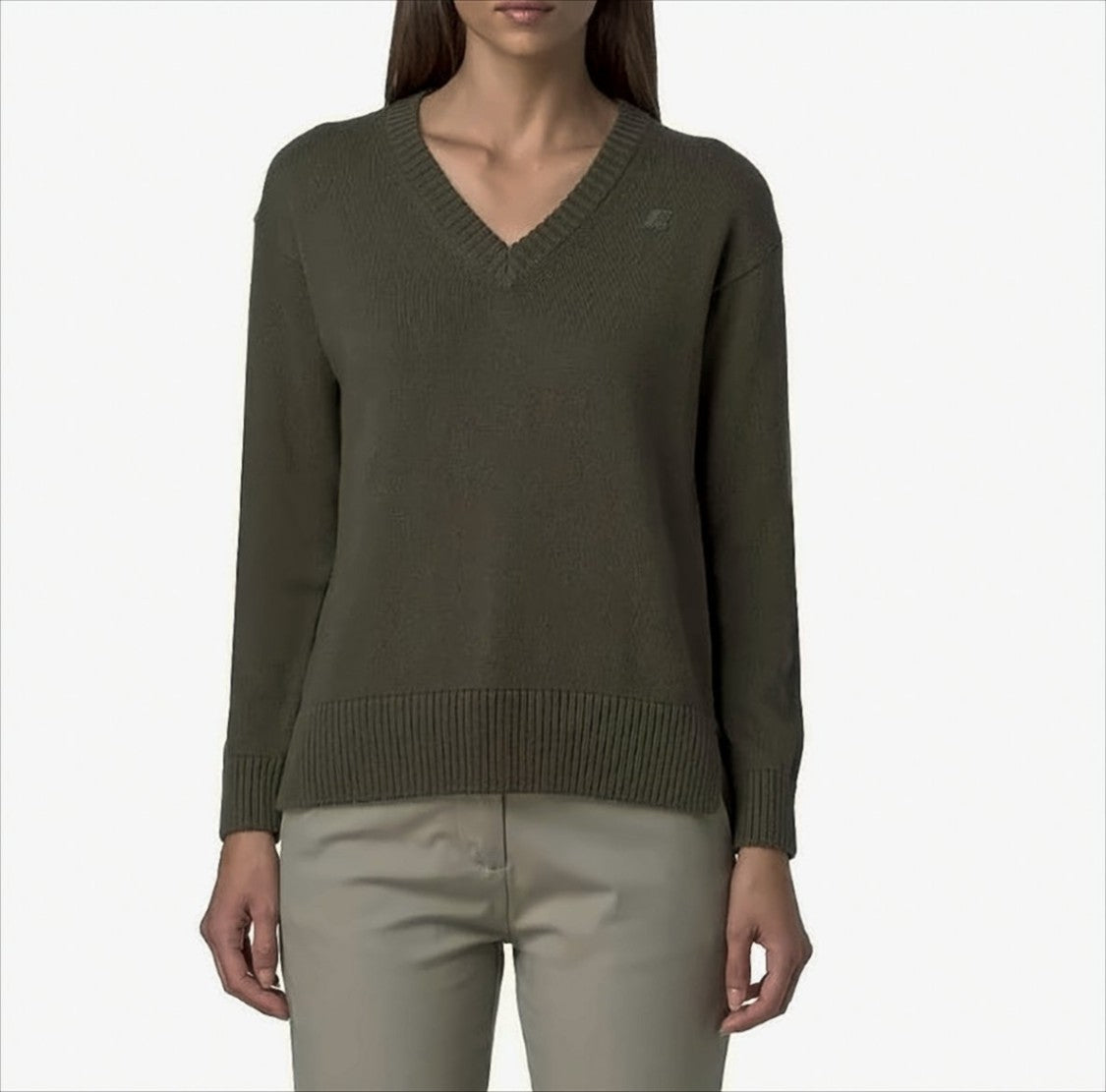 K-Way Cashmere-Blend V-Neck Sweater With Ribbed Detailing