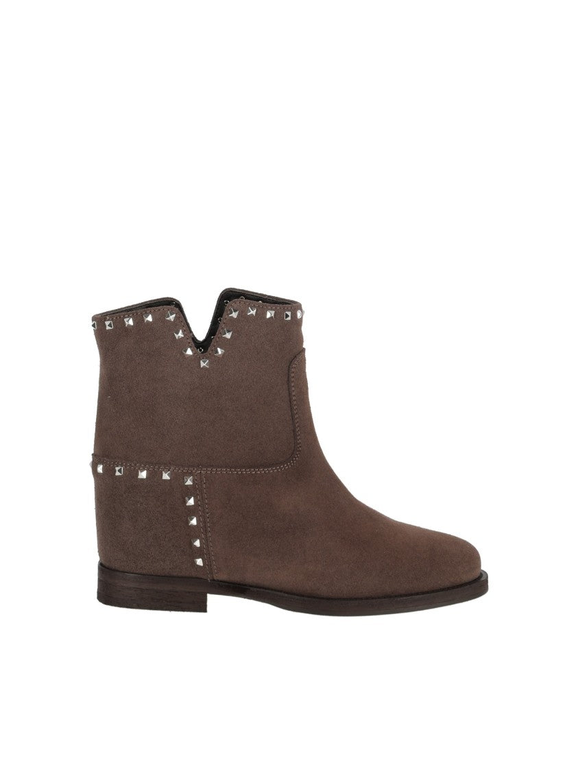 Via Roma 15 Tronc Spacco Suede Metallic Ankle Boots