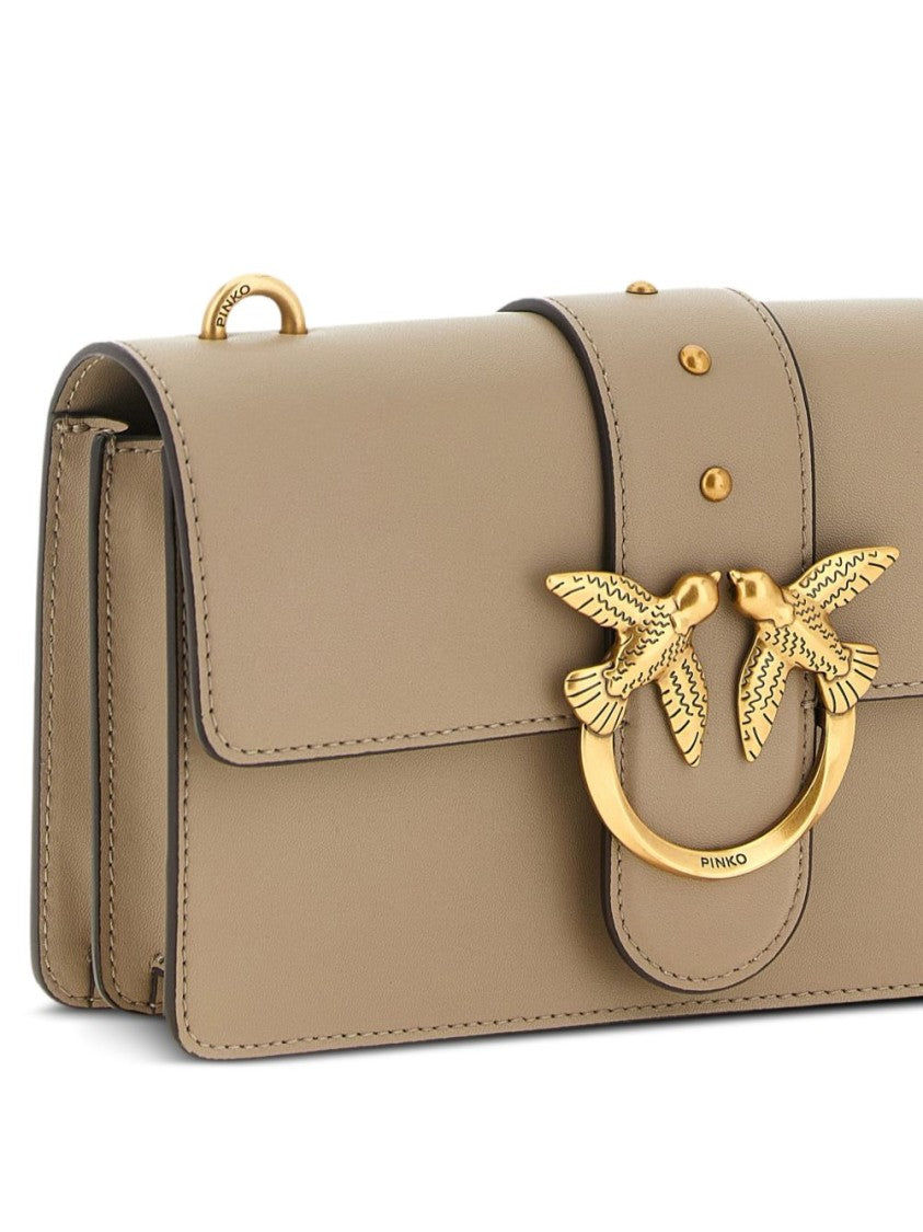 Pinko Rectangular Gold Clasp Chain Leather Handbag