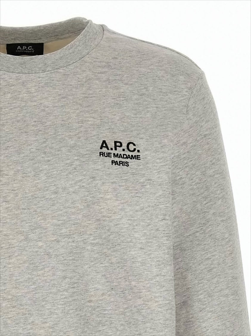 A.P.C. Grey Long-Sleeve T-Shirt With Subtle Logo