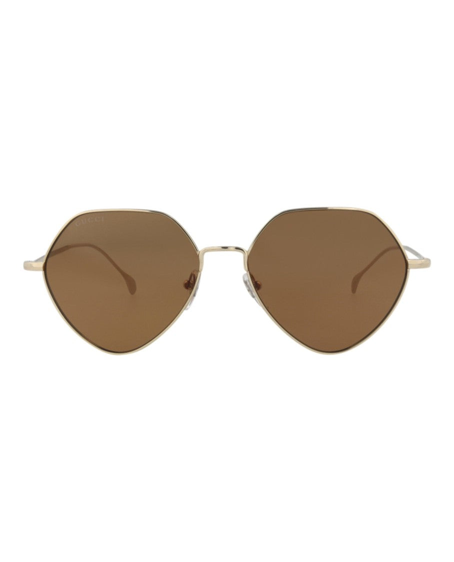 Gucci Square-Frame Metal Sunglasses With Handcrafted Details