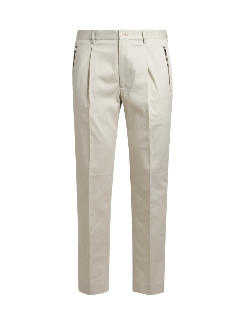 Etro Tailored White Stretch Cotton Gabardine Trousers