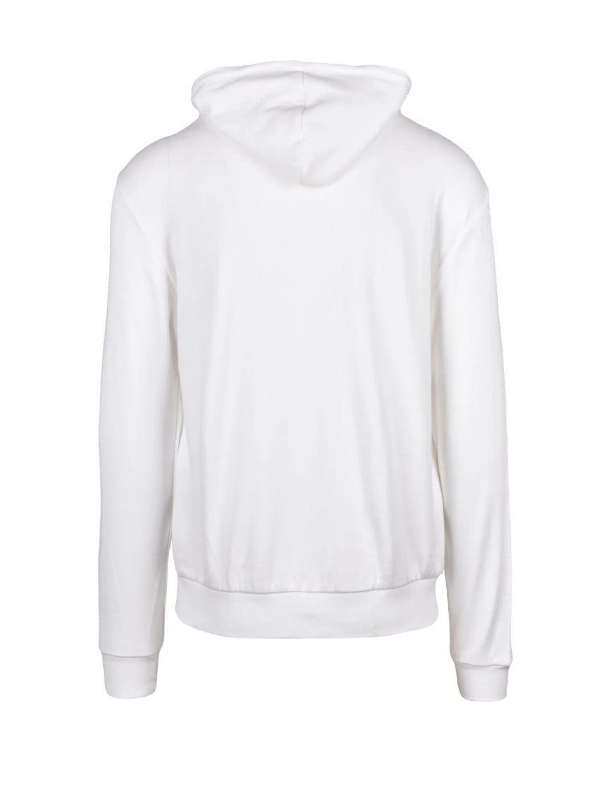 Eleventy White Cotton Polyamide Zip Hoodie