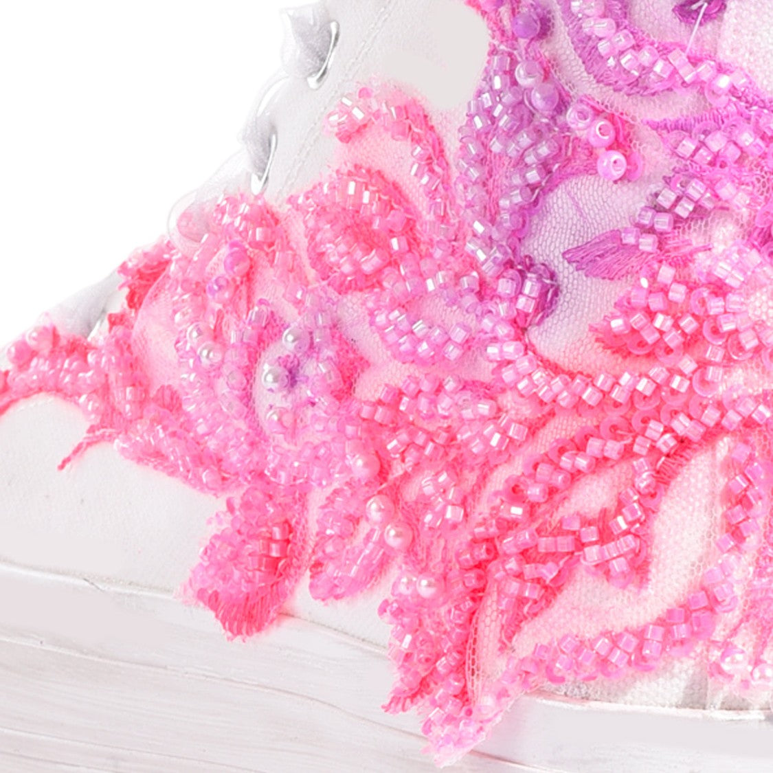 Mimanera Pink Princess Handcrafted Lace Platform Sneakers