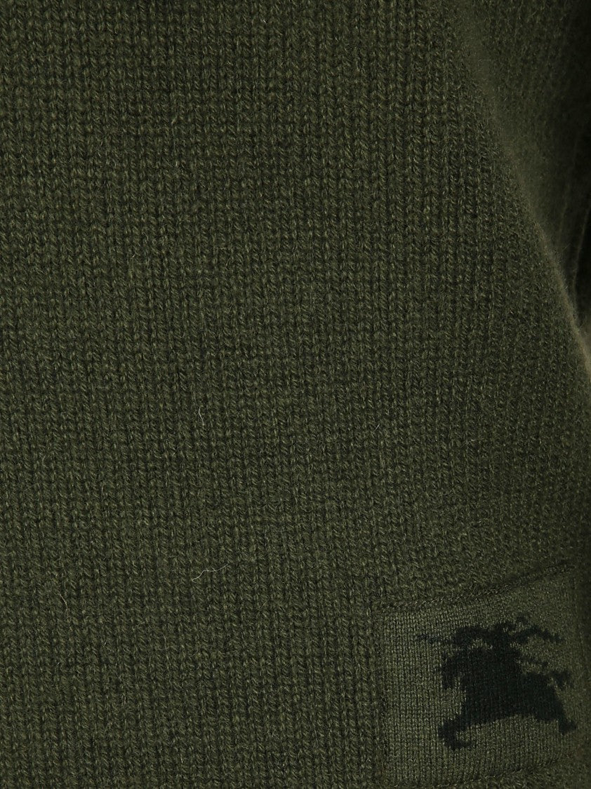 Burberry Crew-Neck Cashmere Sweater With Equestrian Knight Design