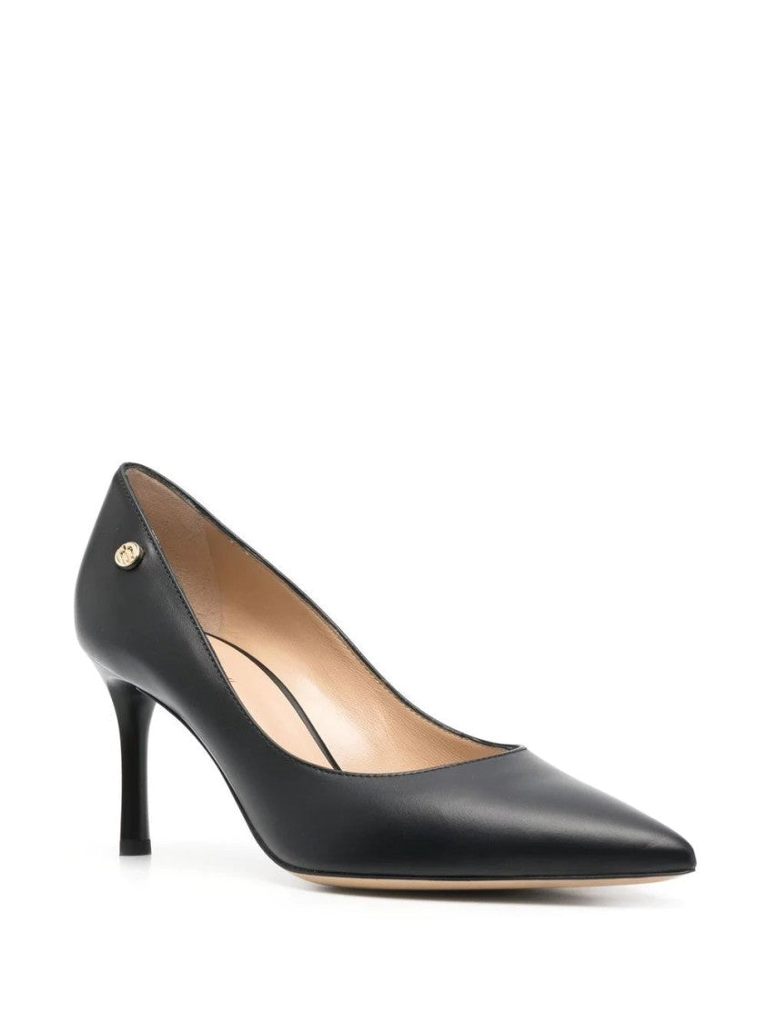 Baldinini Black Refined Mid-Heel Leather Pumps